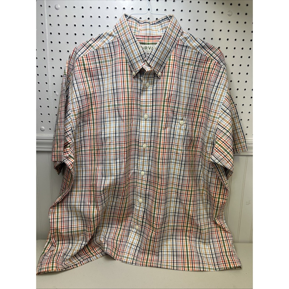 ORVIS Button Up Shirt Men's XL Colorful Bold Plaid Spring Collared Pocket